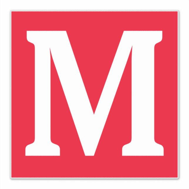 Monogram Initials Red White Bold Individuelle Name Aufkleber (Vorderseite)