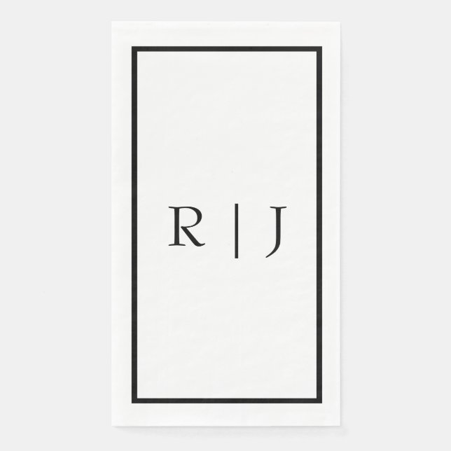 Monogram Initials Schwarz-weiß Simple Wedding Serviette (Vorderseite)