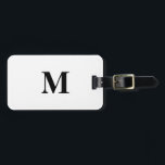 Monogram Initials Schwarz-weiße Individuelle Name- Gepäckanhänger<br><div class="desc">Mit Monogramm Anfangs- und auch persönliche Daten wie Name,  Adresse,  Telefonnummer und E-Mail,  die Sie bearbeiten können. Sie sind mit einem einfachen,  eleganten und trendigen Schwarz-Weiß-Hintergrund gestaltet und können die Farbe nach Belieben ändern.</div>