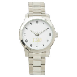 Monogram Initials Unisex Silver Bracelet Watch Armbanduhr