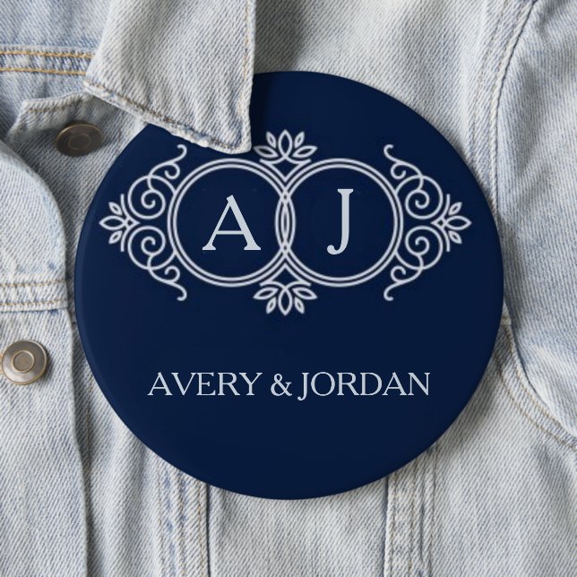 Monogram initials wedding  frame minimal design  button (Beispiel)