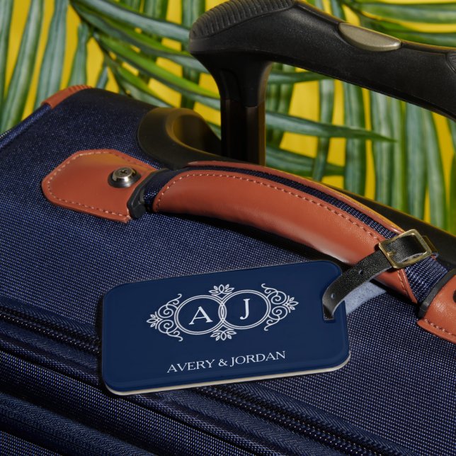 Monogram initials wedding  frame minimal design  gepäckanhänger (Vorderseite Insitu 3)