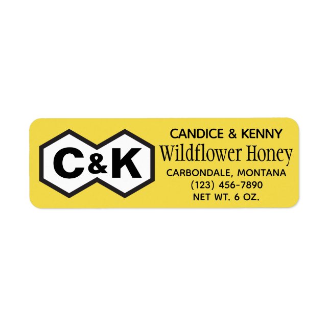 Monogram Initials Wildblume Honey Jar Labels (Vorne)