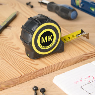 Monogram Initials Yellow Black Handyman Business Maßband