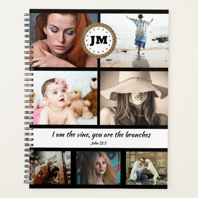 Monogram Inspirational Katholic John 15:5 DIY Planer (Vorderseite)