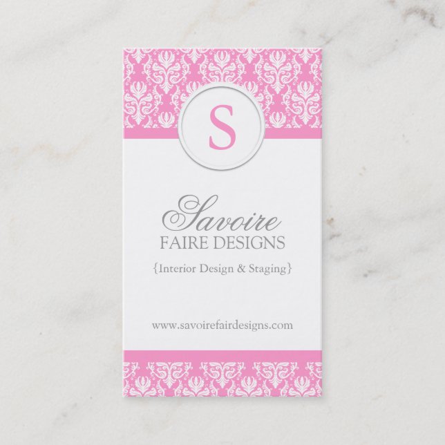 Monogram Interior Decorator Business Cards Visitenkarte (Vorderseite)