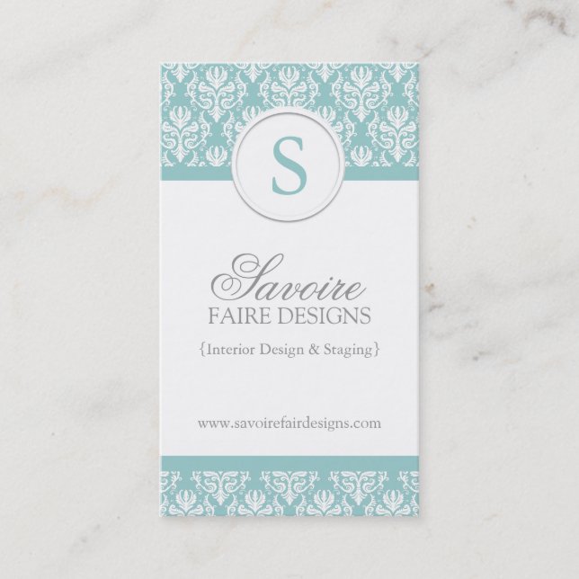 Monogram Interior Decorator Business Cards Visitenkarte (Vorderseite)