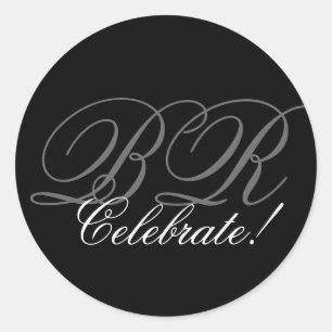 Monogram Invitation Siegel_ Celebrate! Runder Aufkleber