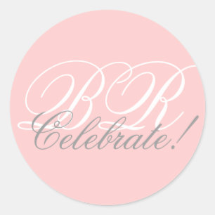 Monogram Invitation Siegel feiert!Rosa Runder Aufkleber