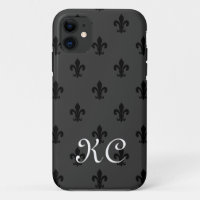 Monogram iPhone 11 coque avec fleur de lis motif