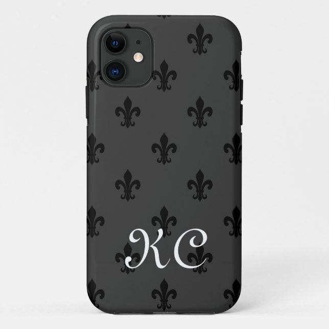 Monogram iPhone 11 Gehäuse mit Lilie Muster Case-Mate iPhone Hülle (Rückseite)