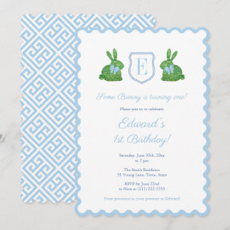 Monogram Irgendein Bunny ist ein Junge 1. Geburtst Einladung