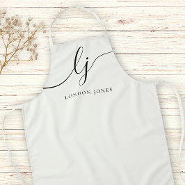 Monogram Ivory Modernes Minimalistisches Elegantes Schürze