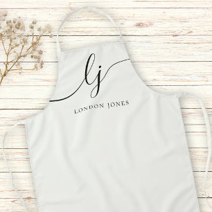 Monogram Ivory Modernes Minimalistisches Elegantes Schürze