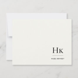Monogram Ivory Simple Monogrammed Social Notecard Mitteilungskarte