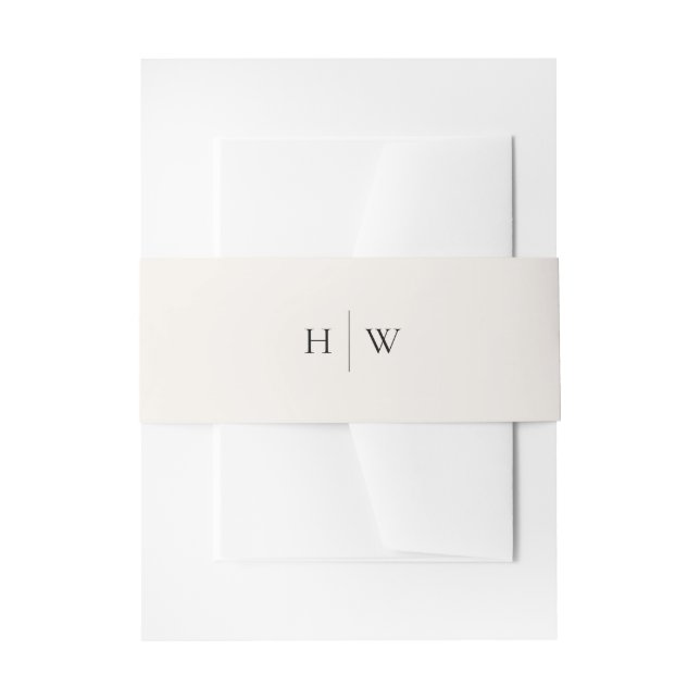 Monogram Ivory Simplistic Wedding Einladungsbanderole (Vorderseite Beispiel)