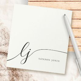 Monogram Ivory White Modern Minimalistisch Feminin Notizblock