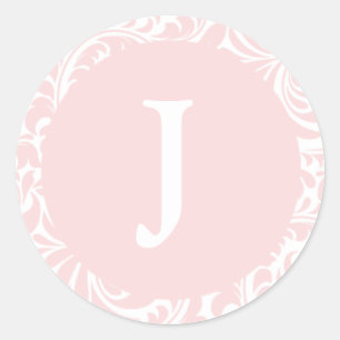 Monogram J Blush Color Custom Wedding Monogramme i Runder Aufkleber