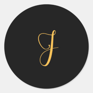 Monogram J Gold auf schwarzem Hintergrund Runder Aufkleber