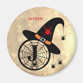 Monogram J Halloween Sky Hexen Spiders Name Magnet