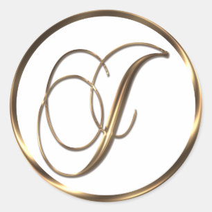 Monogram J Imitate Bronze Runder Aufkleber
