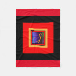 MONOGRAM J RED FLEECEDECKE