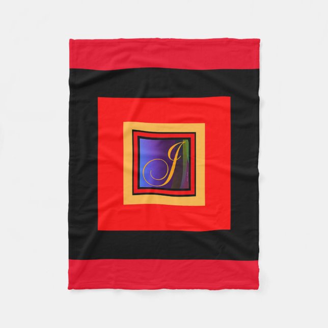 MONOGRAM J RED FLEECEDECKE (Vorderseite)
