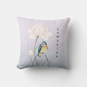 Monogram Japanischer Vintage Eisvogel Kissen