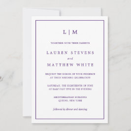 Monogram Jewel Tone Lila in einer Hochzeit Einladung