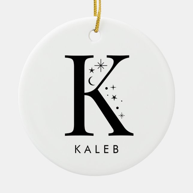 Monogram K Celestie Name Keramik Ornament (Vorne)