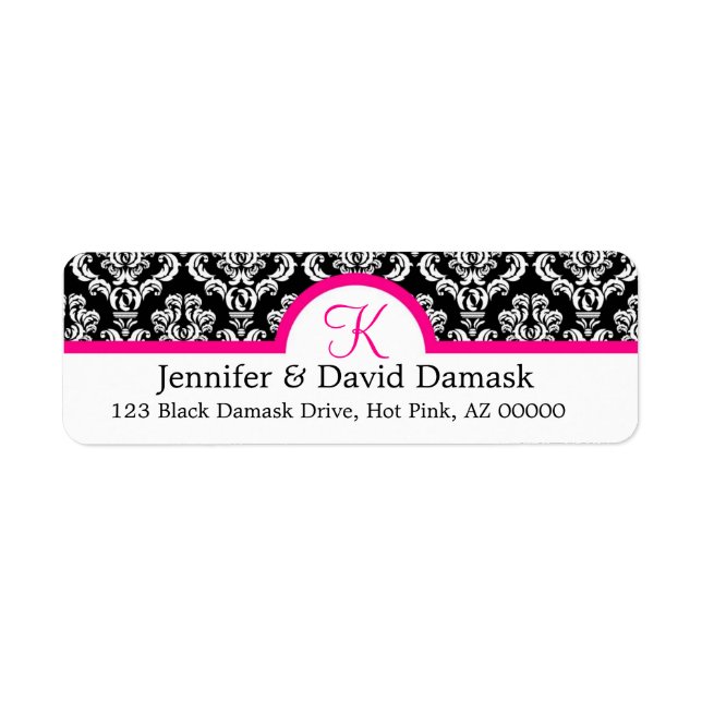 Monogram K Damask White Address Labels (Vorne)