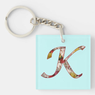 Monogram K Floral Design Schlüsselanhänger