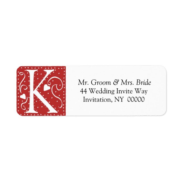 Monogram K Hearts Red White Wedors - Rückgabe von  (Vorne)