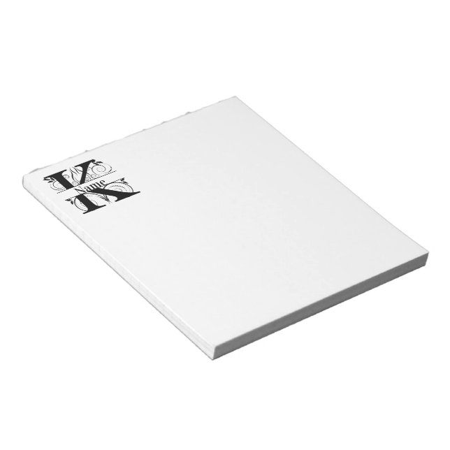 Monogram K Initial Stationary Desk Notepad Notizblock (angewinkelt)