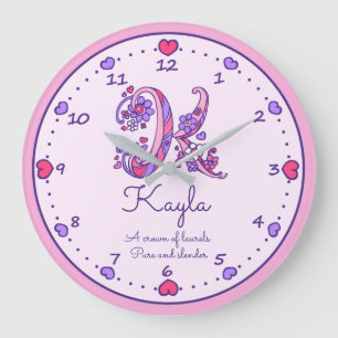 Monogram K Kayla nom du coeur signifiant horloge
