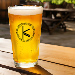 Monogram K - Viking Style - Pint Glass Glas
