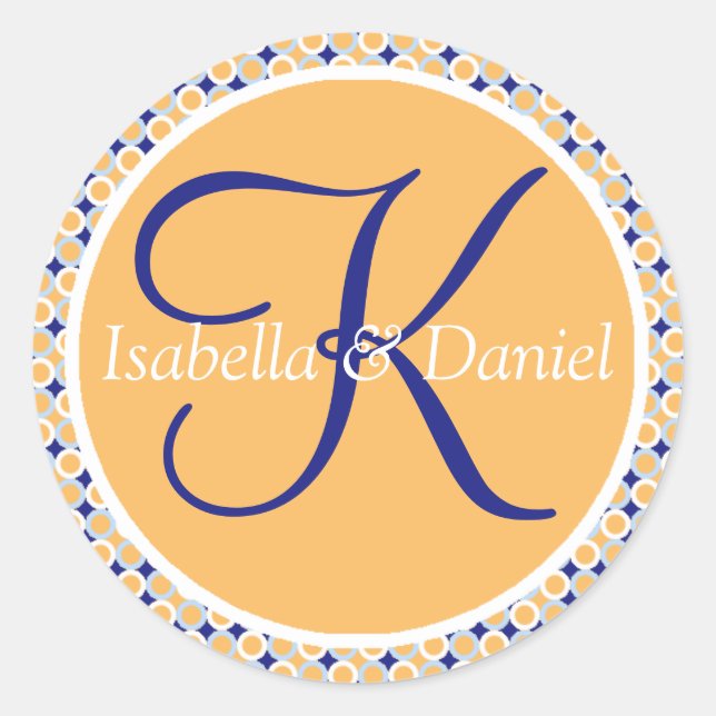 Monogram K Wedding Siegel Stickers (Vorderseite)