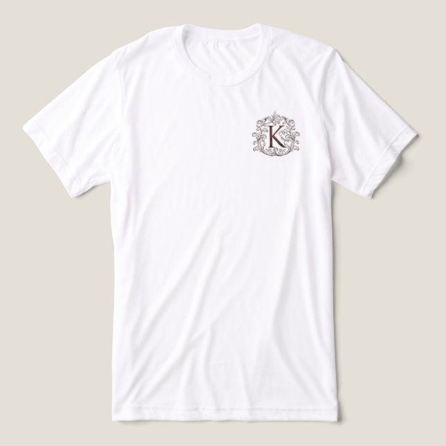 Monogram K White Tri-Blend Shirt (Design Vorderseite)