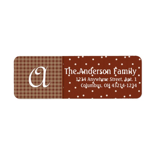 Monogram Kariert & Dots D1 Rücksendeadresse-Etiket (Vorne)