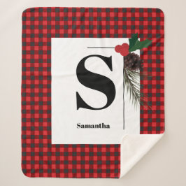 Monogram Kariert Holiday Christmas Sherpadecke