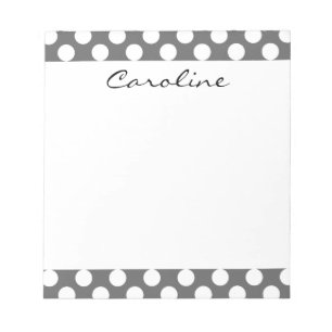 Monogram Karkohle Grau-Weiße Polka Dot Muster Notizblock