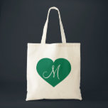 Monogram Kelly Green Heart Tragetasche<br><div class="desc">Diese Tasche hat ein kelly grünes Herz und ein weißes Monogramm, das in der Mitte anfängt. Personalisieren Sie Ihre Daten durch Neupositionierung/Neupositionierung des grünen Herzens und/oder Personalisieren von Text/Monogramm. Großartiges Brautjunggeschenk.</div>