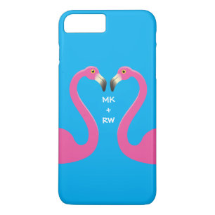 Monogram Kissing Flamingos iPhone 7 Plus Blue title_seo2