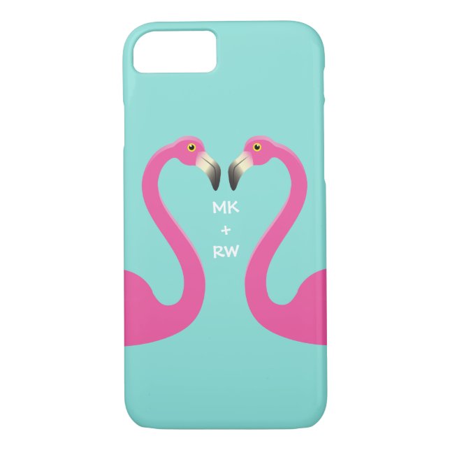 Monogram Kissing Flamingos iPhone 7 türkis Case-Mate iPhone Hülle (Rückseite)