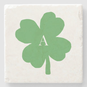 Monogram Kleeblatt Irish Green Painting Steinuntersetzer