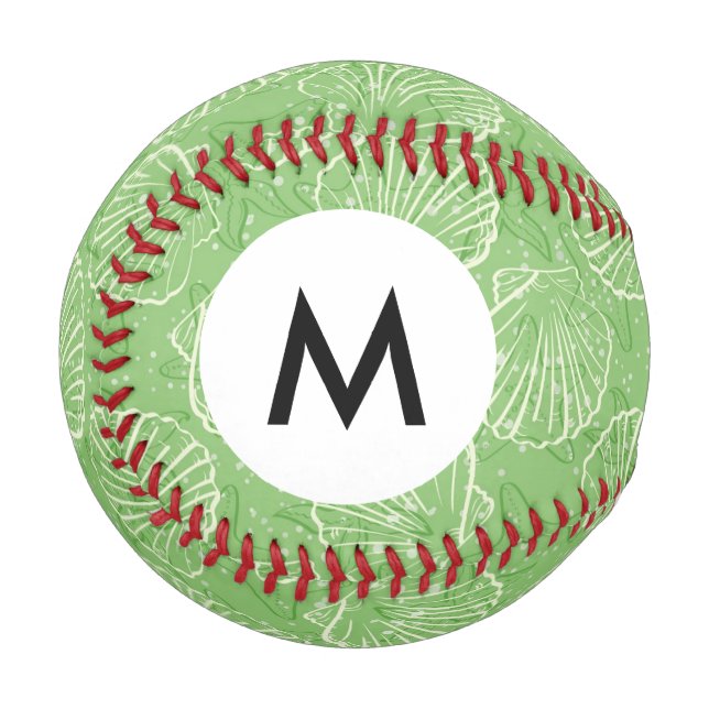 Monogram-Kontur-Muscheln Baseball (Vorderseite Links)