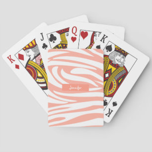 Monogram Korallenrosa gestreifte Zebramuster Trend Spielkarten