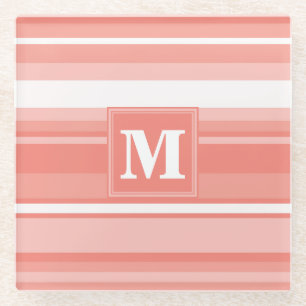 Monogram-Korallenstreifen Glasuntersetzer