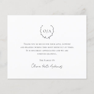 Monogram-Kranken-Budget-Beerdigung Dankeschön-Kart