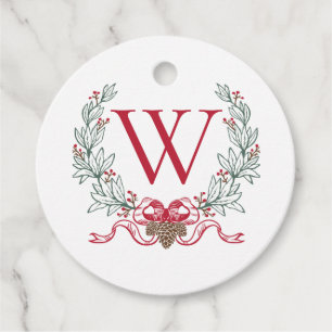 Monogram Kranz Weihnachtsgeschenk-Tag, Preppy Gift Geschenkanhänger